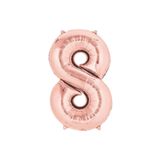 Deniz Party Store-16" Inç 40 Cm Folyo Balon Rose Gold 8 Rakamı