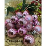 Deniz Party Store 24 Adet Yılbaşı Ağaç Süsü Cici Top 3 Cm - Pembe