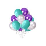 Deniz Party Store 25 Adet 12 inç Metalik Mor- Gri Pastel Mint Yeşili Balon
