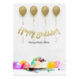 Deniz Party Store 4 Adet Metalik Gold Balon Happy bırthday Kaligrafi Yazı set
