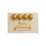 Deniz Party Store 4 Adet Metalik Gold Balon Yılbaşı Merry Christmas Kaligrafi Yazı Set