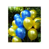 Deniz Party Store 5 Adet Metalik Lacivert 5 Adet Sarı Renk Lateks Balon 10 Lu