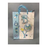 Deniz Party Store Baby Çanta 2 Li Simli Karton Çanta Mavi 1 Adet 17*24 Cm 1 Adet 26*34 Cm