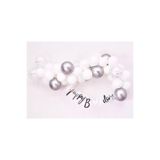 Deniz Party Store Beyaz Gümüş Krom Gümüş Konfetili Şeffaf Balon Happy Bırthday Kaligrafi Mini Zincir Set