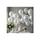 Deniz Party Store Beyaz Metalik Latex Balon 10 Adet Inci Beyazı