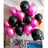 Deniz Party Store-BLACK PİNK METALİK FUŞYA SİYAH BALON 12 İNÇ 10 ADET