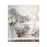 Deniz Party Store Bride Gümüş Folyo Balon (36-40 Cm) 6 Adet Metalik Beyaz Balon 2 Li Set