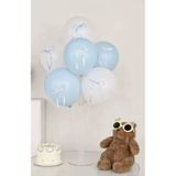 Deniz Party Store Fiyonk Kurdeleli 3 Makaron Mavi 3 Beyaz Balon