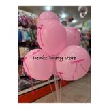 Deniz Party Store Fuşya Organze Fiyonk Kurdeleli 6 Adet Pembe Balon