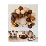 Deniz Party Store Gold Happy Bırthday Kaligrafi Yazı Kahverengi Karamel Ten Rengi Balon Set