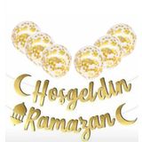 Deniz Party Store Hoşgeldin Ramazan Şeffaf Gold Konfetili Kaligrafi Banner Gold