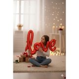 Deniz Party Store-Kırmızı Love El Yazısı Folyo Balon