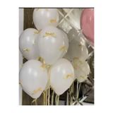 Deniz Party Store Krem Fiyonk Kurdeleli 6 Adet Beyaz Balon