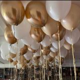Deniz Party Store Krom gold 5 adet deniz kumu 5 adet pastel beyaz balon 5 adet toplam 15 adet balon set