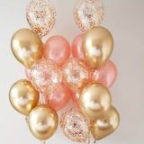 Deniz Party Store-Krom gold 6 adet rose gold Metalik 6 adet gold konfetili şeffaf balon 6 adet balon set