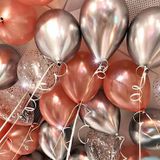 Deniz Party Store Krom gümüş 6 adet rose gold Metalik 6 adet gümüş konfetili şeffaf balon 6 adet balon set
