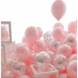 Deniz Party Store-Macaron pembe gümüş konfetili şeffaf balon12 inç 20 adet