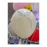 Deniz Party Store Mavi Fiyonk Kurdeleli 6 Adet Fildişi (Krem) Balon