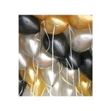 Deniz Party Store Metalik Balon 12 Inç 25 adet Metalik Gri Gold Pastel Siyah Set