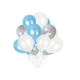Deniz Party Store Metalik Balon 12 Inç 25 Adet Metalik Mavi Beyaz Gri Set