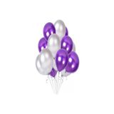 Deniz Party Store Metalik Balon 12 Inç 25 Adet Metalik Mor Metalik Gri Set