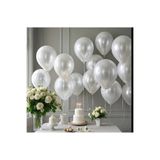 Deniz Party Store Metalik Balon 12" Inç Beyaz Renk 25 Adet Inci Beyazı