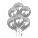 Deniz Party Store-METALİK GÜMÜŞ LATEX BALON 10 ADET 12 İNÇ