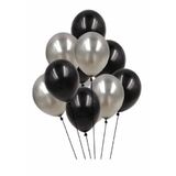 Deniz Party Store Metalik gümüş Pastel siyah Balon 12 inç 25 Adet