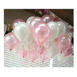 Deniz Party Store-METALİK PEMBE BEYAZ BALON 10 ADET