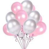 Deniz Party Store-METALİK PEMBE GÜMÜŞ BALON 10 ADET