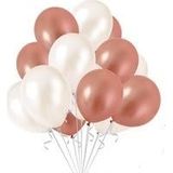 Deniz Party Store- METALİK ROSE GOLD BEYAZ BALON 10 ADET