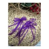 Deniz Party Store Mor 6 Mm Organze Hazir Fiyonk Kurdele 10 Adet Balon Pasta Kurdelesi