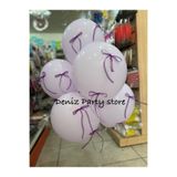 Deniz Party Store Mor Organze Fiyonk Kurdeleli 6 Adet Makaron Lila Balon