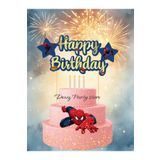 Deniz Party Store Örümcek Adam Temalı Happy Bırthday Pasta Süsü Çubuklu
