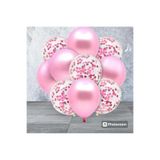 Deniz Party Store Pembe Konfetili Şeffaf metalik Pembe Balon Seti 10 Adet