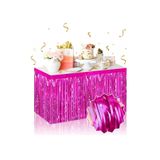 Deniz Party Store PÜSKÜLLÜ PARLAK METALİZE FUŞYA MASA ETEĞİ KULLANAT 75X360 CM (iki tarafı renklidir.)
