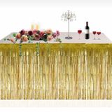 Deniz Party Store PÜSKÜLLÜ PARLAK METALİZE GOLD MASA ETEĞİ KULLANAT 75X360 CM (iki tarafı renklidir.)