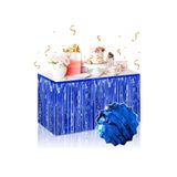 Deniz Party Store PÜSKÜLLÜ PARLAK METALİZE KOYU MAVİ - LACİVERT MASA ETEĞİ KULLANAT 75X360 CM (iki tarafı renklidir.)