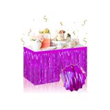 Deniz Party Store PÜSKÜLLÜ PARLAK METALİZE MOR MASA ETEĞİ KULLANAT 75X360 CM (iki tarafı renklidir.)