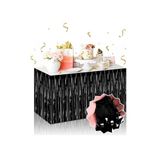 Deniz Party Store PÜSKÜLLÜ PARLAK METALİZE SİYAH MASA ETEĞİ KULLANAT 75X360 CM (iki tarafı renklidir.)
