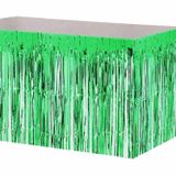 Deniz Party Store PÜSKÜLLÜ PARLAK METALİZE YEŞİL MASA ETEĞİ KULLANAT 75X360 CM (iki tarafı renklidir.)