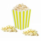 Deniz Party Store Sarı Beyaz çizgili Karton Popcorn Mısır Cips Kutusu 8 Adet