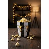 Deniz Party Store Siyah Beyaz Karton Popcorn Mısır Cips Kutusu 8 Adet