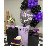 Deniz Party Store WEDNESDAY TEMALI MOR SİYAH ZİNCİR BALON SET