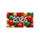 Deniz Party Store Yılbaşı 2026 gümüş folyo rakam balon 15 adet metalik balon set