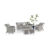 Deniz Rattan Puflu Bahçe Balkon Takımı 3+1+1 Gri