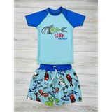 Deniz Şortu ve Tshirtlü Ikili Takım Çocuk Plaj - Lila - Beyaz - Mor - 4 - 5 Yaş