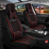 Deniz Tuning Toyota Rav4 Lüx Deri Oto Koltuk Kılıfı 5'li Set Tam Takım Urban Siyah Kırmızı - Siyah - Kırmızı