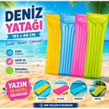 Deniz Yatağı, Şişme Deniz Yatağı, 183x69 cm, PVC, Sarı, Mavi, Pembe, Yeşil, Havuz ve Plaj için (PEMBE)