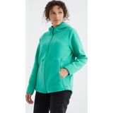 Deniz Yeşili Kapüşonlu Fermuarlı Rahat Form Kadın Polar Sweatshirt - 97233